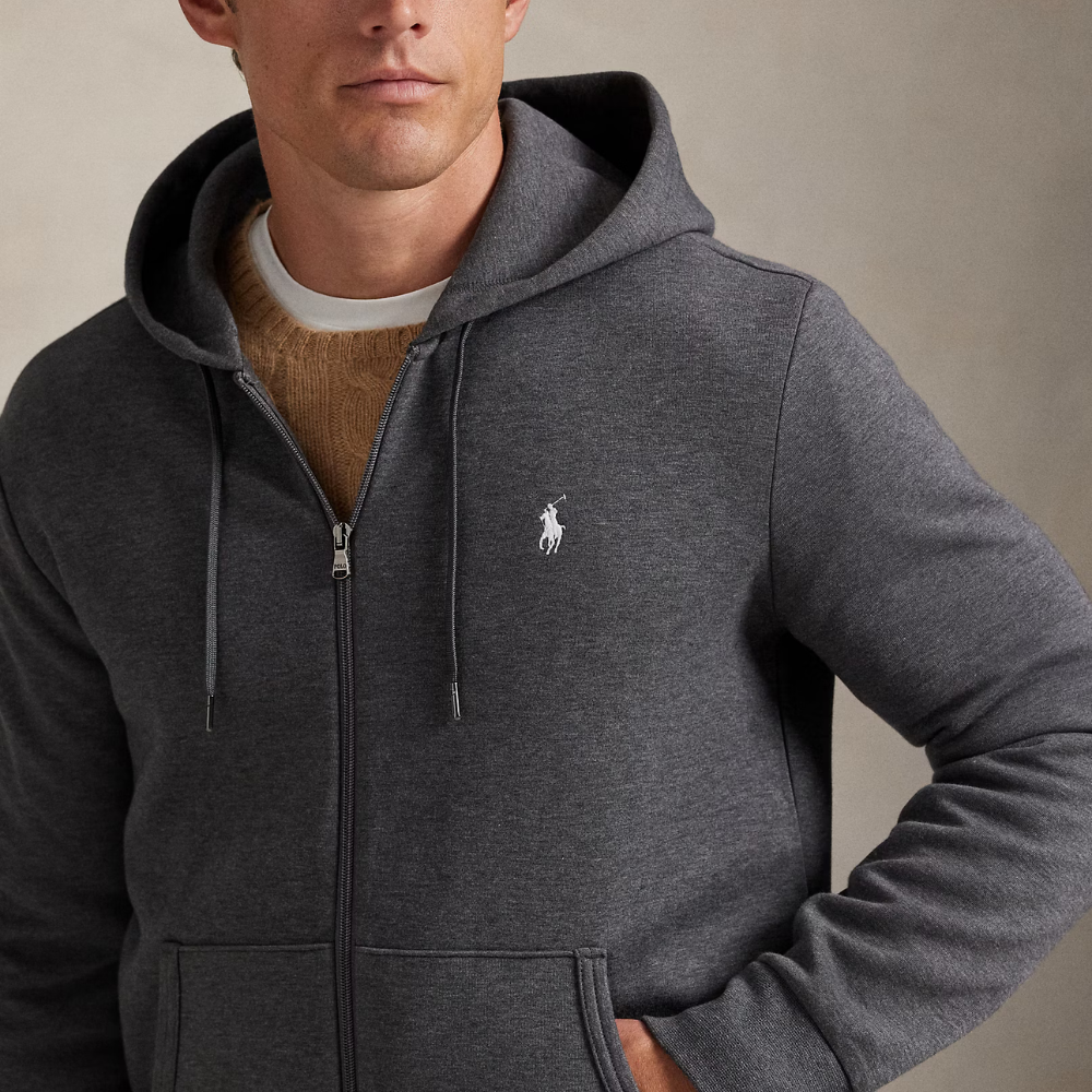 Doppelt gestrickter Hoodie mit durchgehendem Reißverschluss