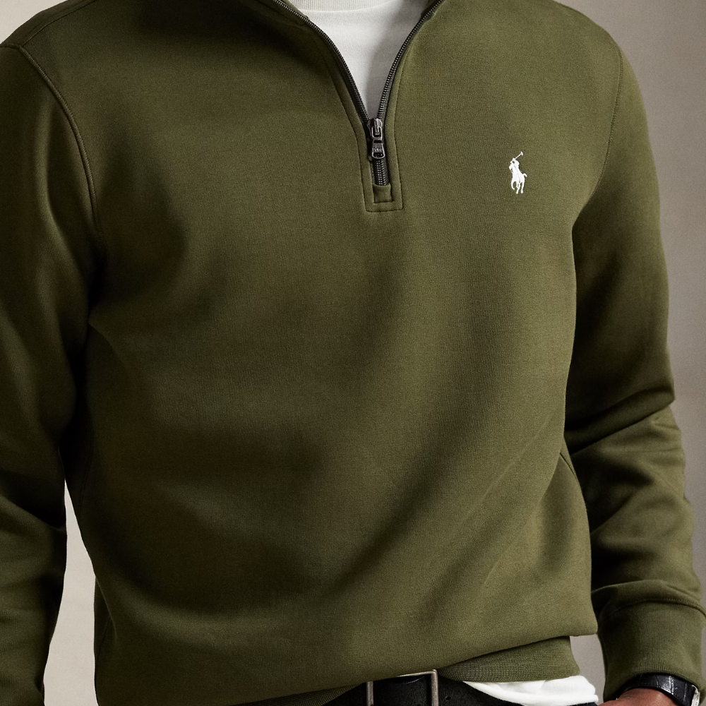 Doppelt gestrickter Pullover mit Viertelreißverschluss