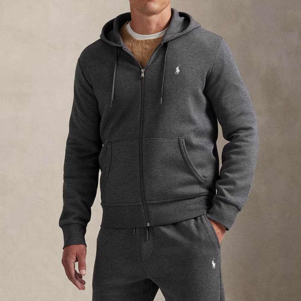 Doppelt gestrickter Hoodie mit durchgehendem Reißverschluss