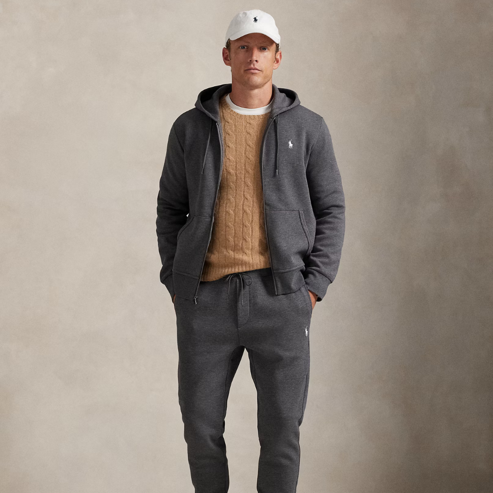 Doppelt gestrickter Hoodie mit durchgehendem Reißverschluss