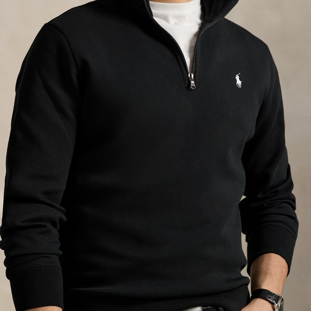 Doppelt gestrickter Pullover mit Viertelreißverschluss