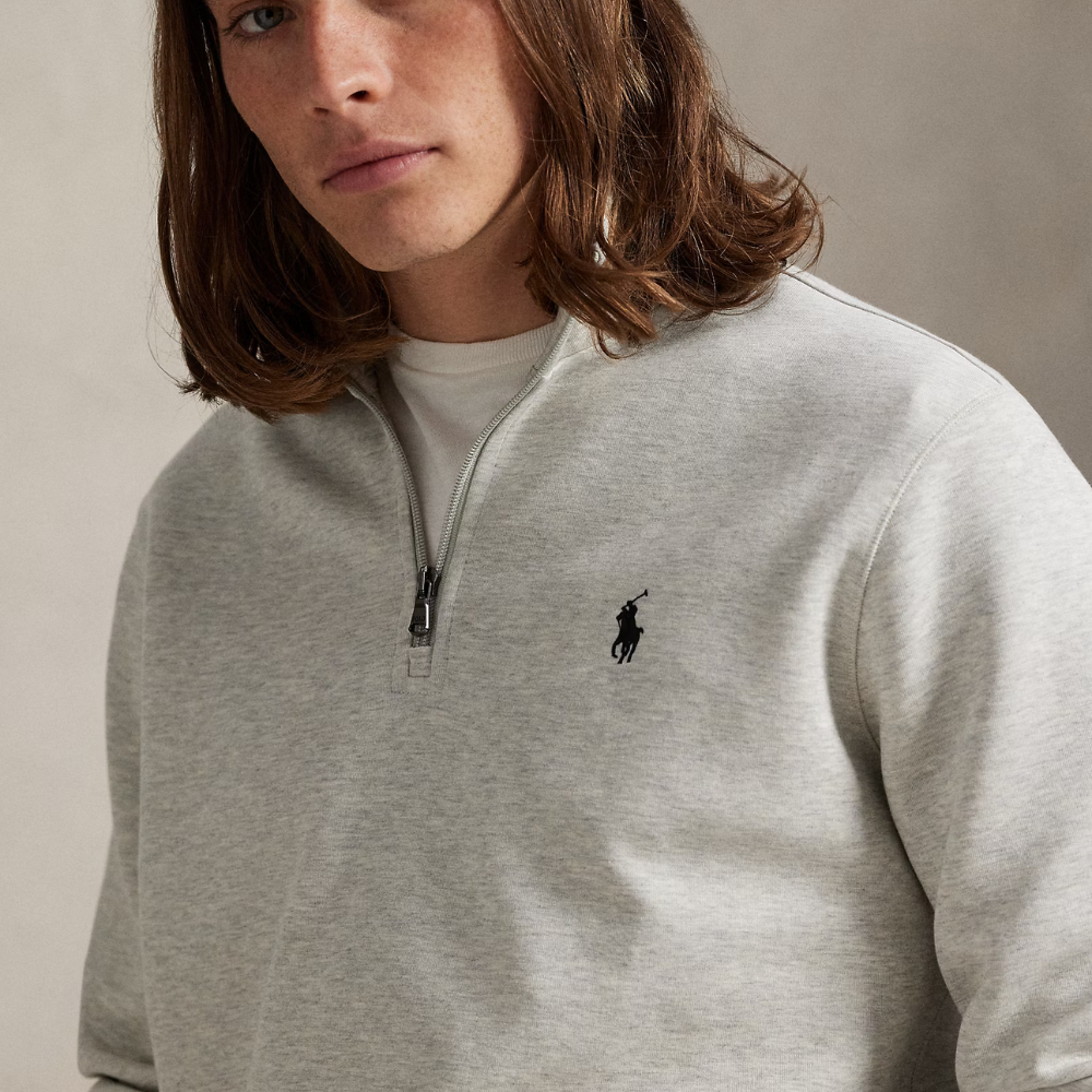 Doppelt gestrickter Pullover mit Viertelreißverschluss