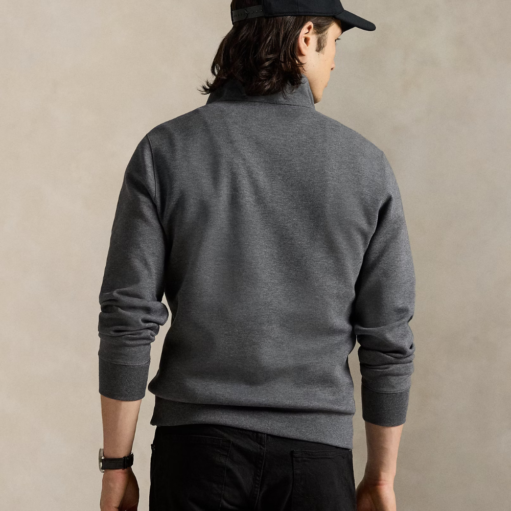 Doppelt gestrickter Pullover mit Viertelreißverschluss
